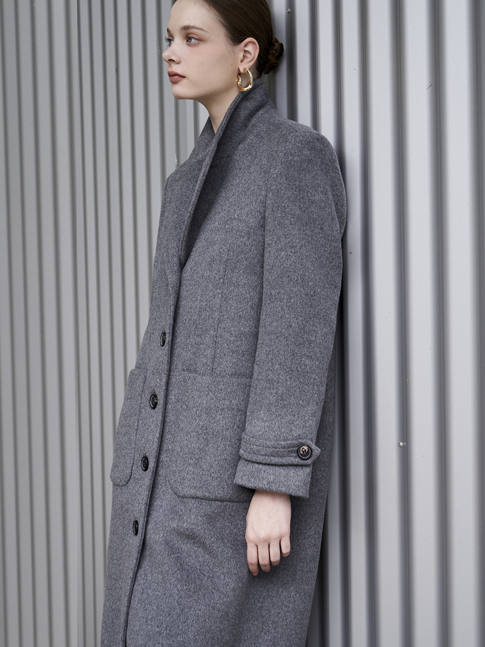 [쥴리앤칼라]23FW 칼라1 컬렉터 프리미엄 미들턴 메리노울코트  그레이 - 상세 이미지 3