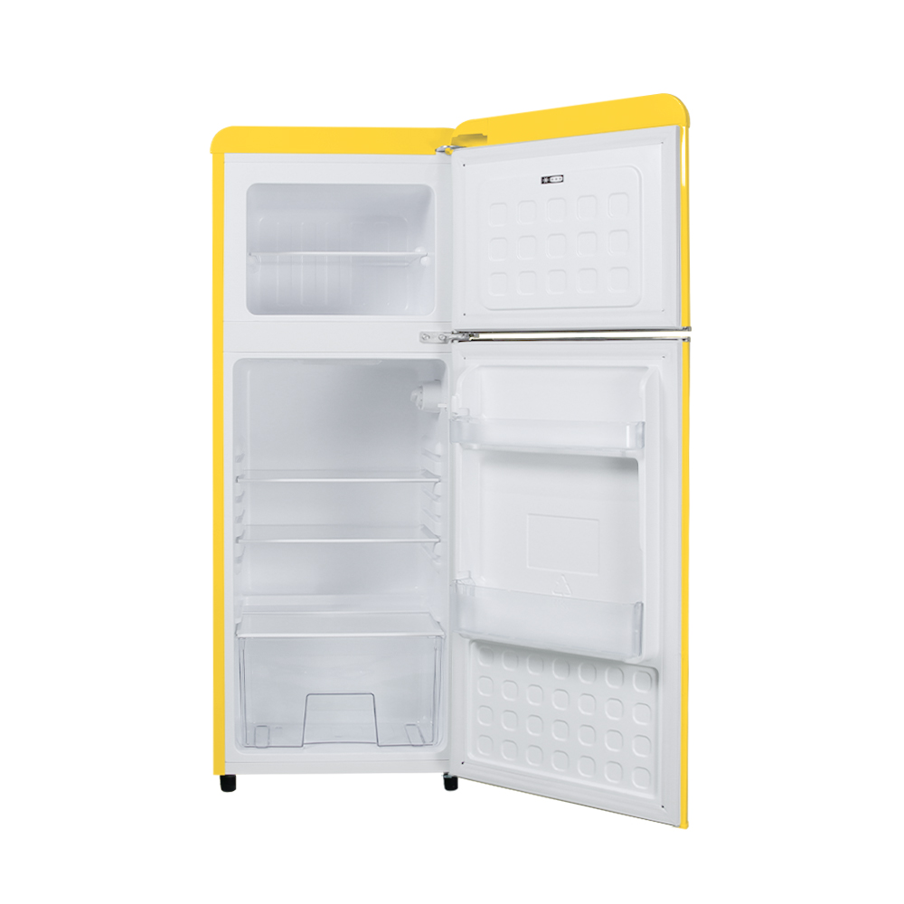 쿠잉 레트로 소형냉장고 REF-D121 옐로우 미니 원룸 사무실 신혼 슬림