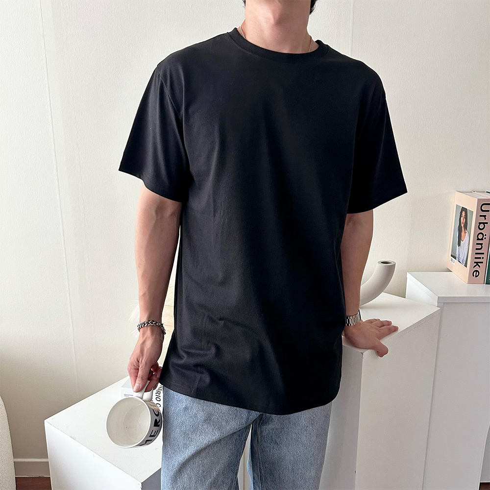 1+1 남자레이어드티 무지티 어깨넓어보이는옷 - 상세 이미지 5