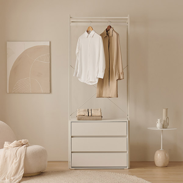 [삼익가구]에린 철제 드레스룸 시스템 옷장 800 3단 서랍형