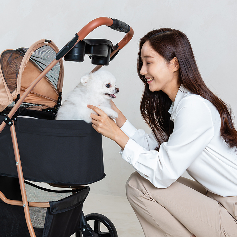 경량 퀵폴딩 강아지 고양이 유모차 반려동물 개모차 이미지 3