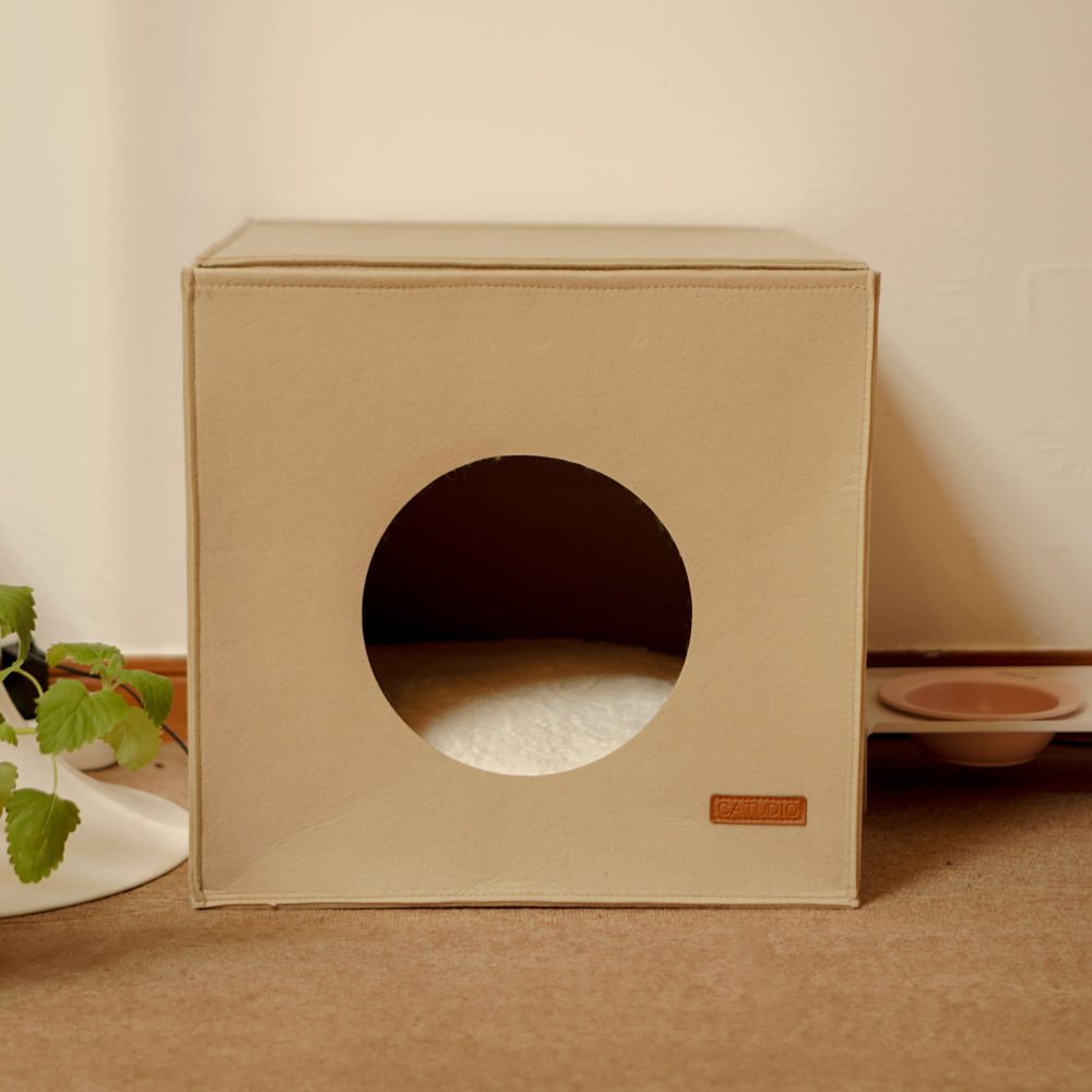 캣튜디오 고양이 숨숨집 큐브치즈 펠트 하우스