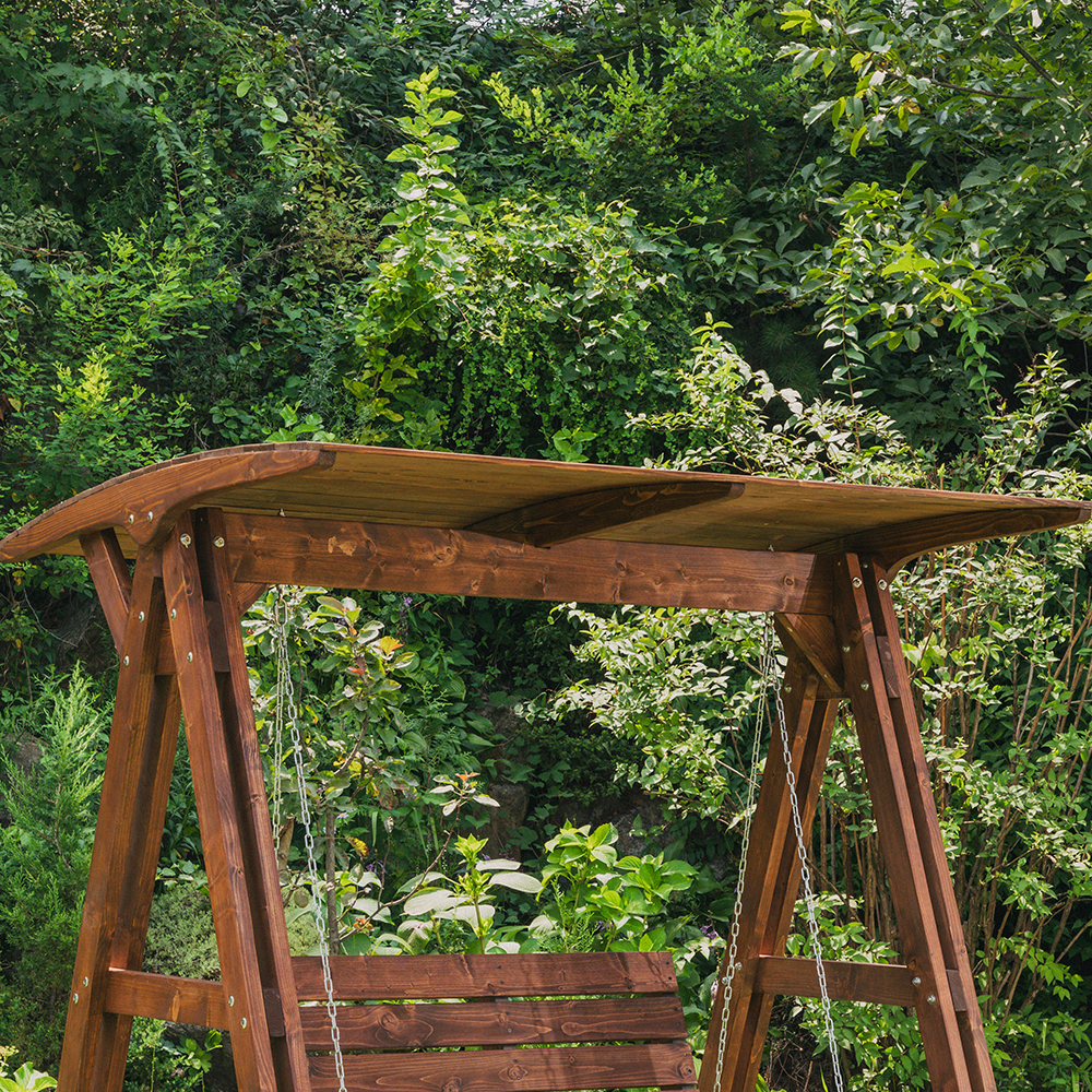 100%통원목 야외 흔들그네의자 나무공중 그내 지붕X월넛색