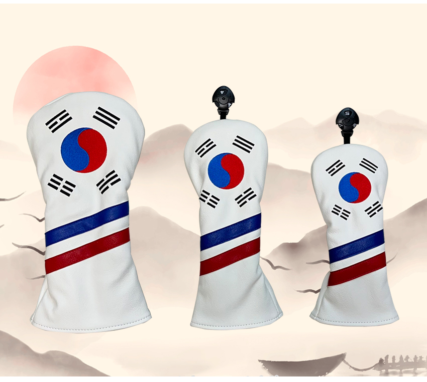 태극기 골프채 커버 드라이버 우드 유틸리티 헤드커버 3종세트 - 상품 이미지