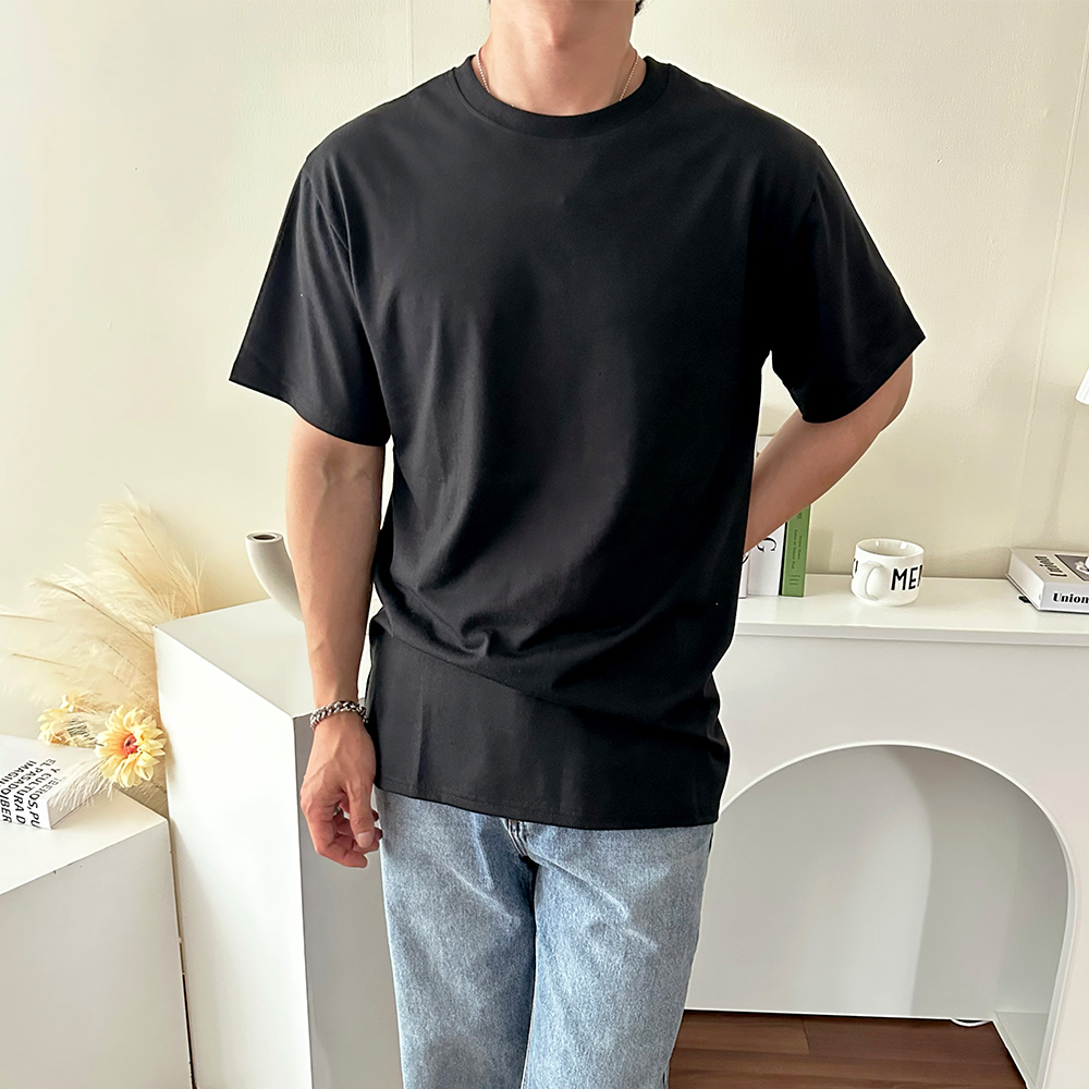 1+1 남자레이어드티 무지티 어깨넓어보이는옷 - 상세 이미지 4