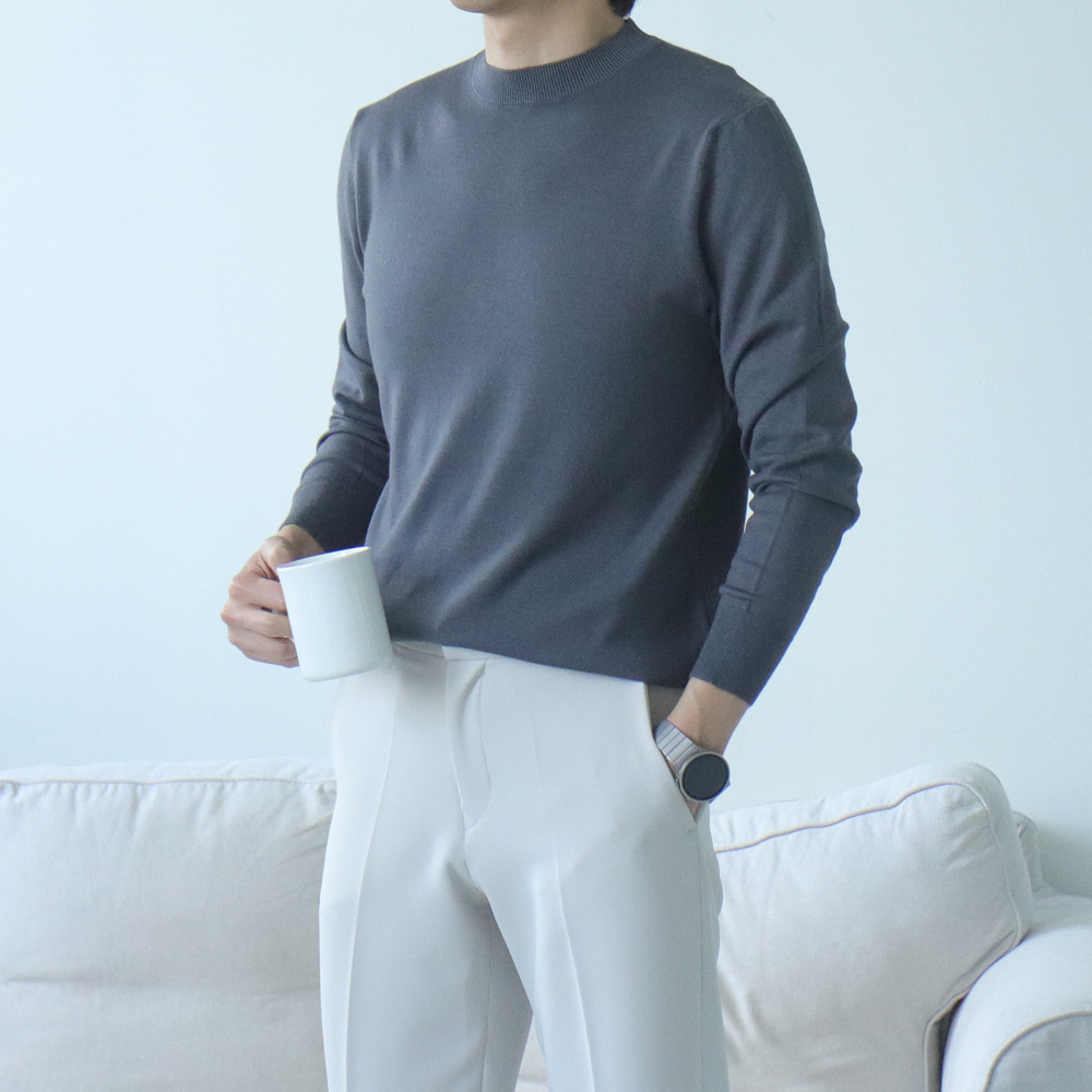 1+1 남자니트 남성 캐시미어 이너 니트 이미지 3