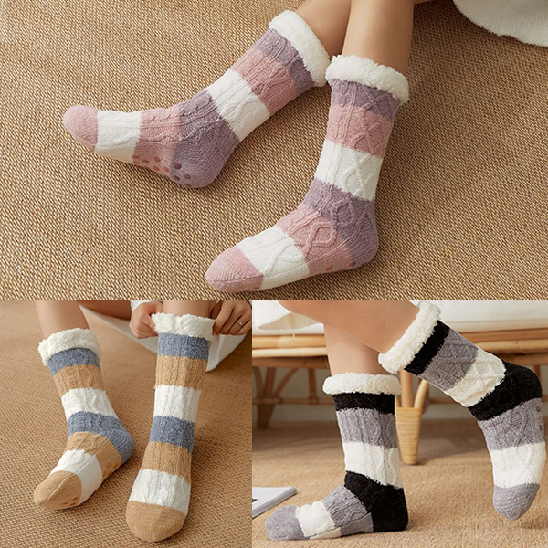 스트라이프 기모 양털 롱 긴 임산부 수면양말 남성 여성 방한 겨울 숙면 두꺼운 따뜻한 양말 극세사