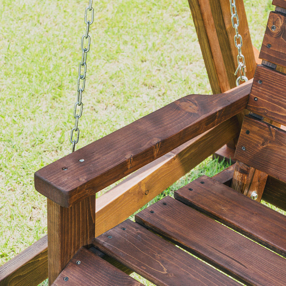 100%통원목 야외 흔들그네의자 나무공중 그내 지붕X월넛색