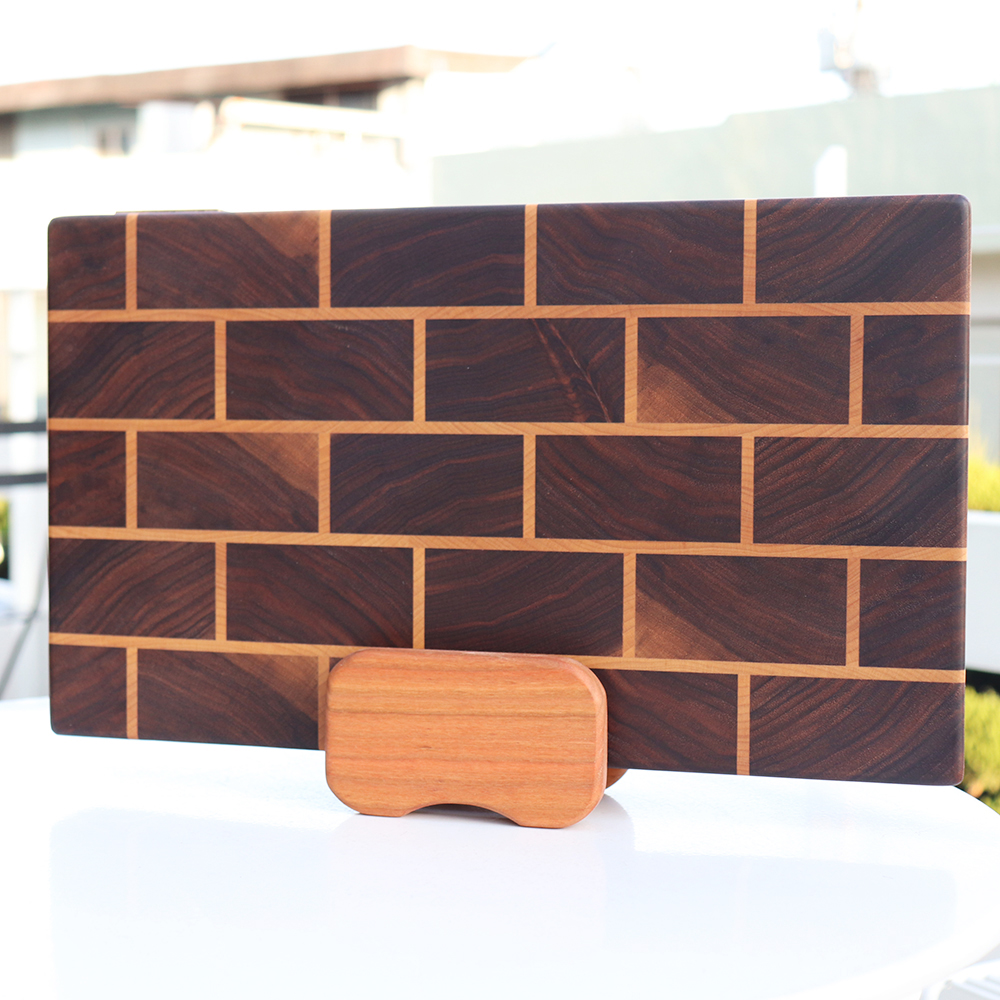 엔드그레인 브릭 이름 각인 나무도마 플레이팅 고급 수제 원목도마 가정용 신혼부부 선물용