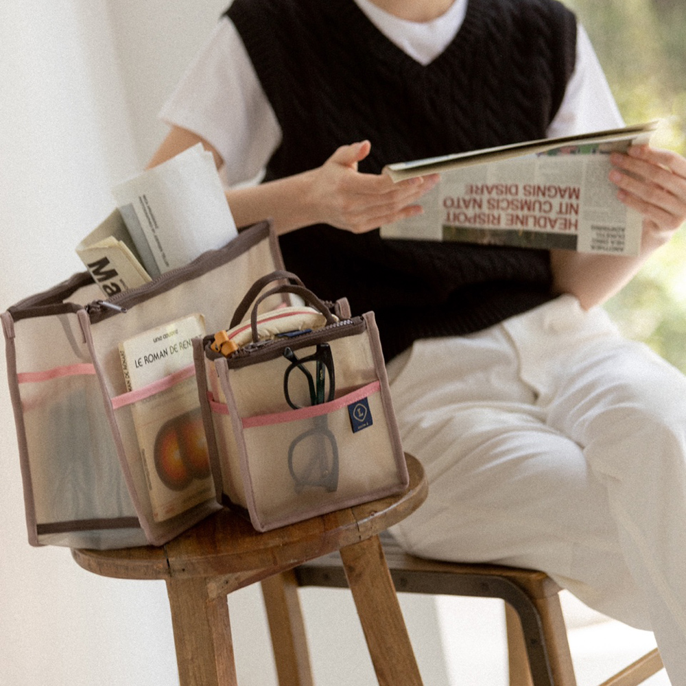 컴팩트 메쉬 듀얼 백인백 Compact mesh DUAL(zipper) bag in bag