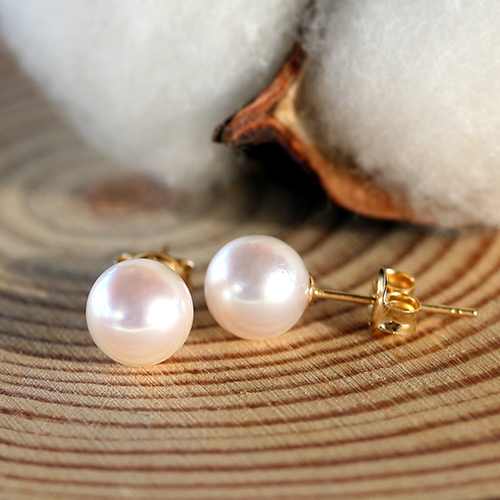14k 전체금 아코야 해수 진주귀걸이 7~ 7.5mm 클래식 침형 스터드귀고리 - 상세 이미지 3