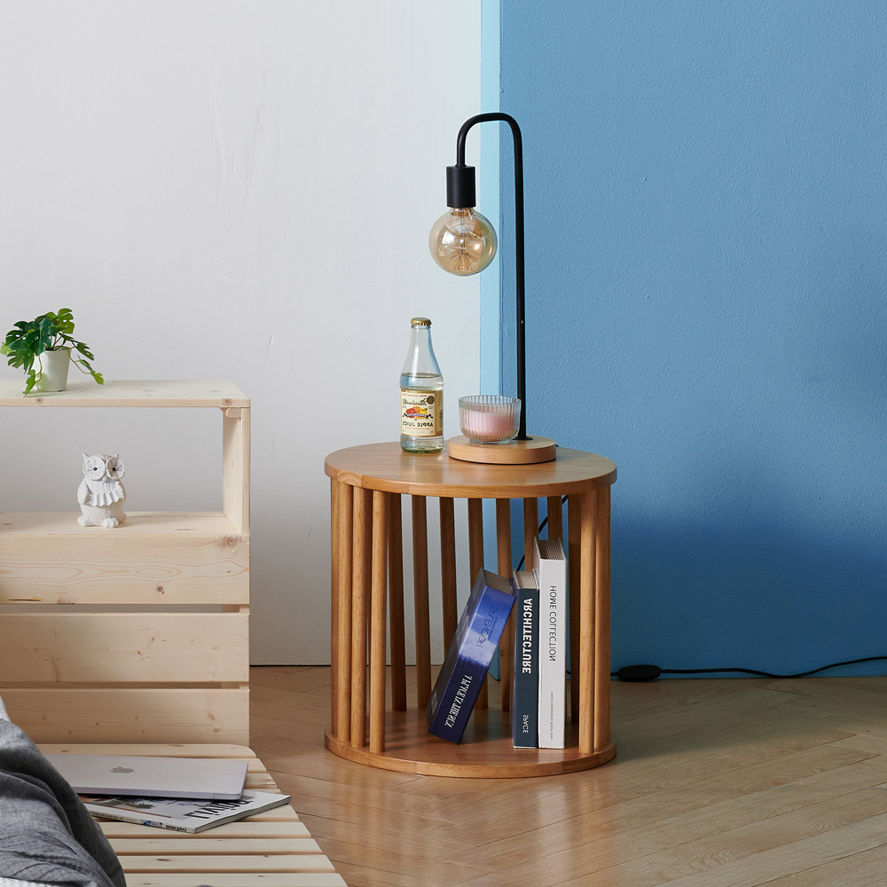 콜로세움 원목 틈새 미니 침대 이케아 협탁 브라운 1단