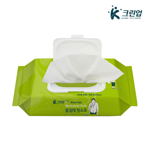 K크린업 베이킹소다 물걸레 청소포 대형 특대형 30매 일회용 호환 물티슈 - 상세 이미지 3