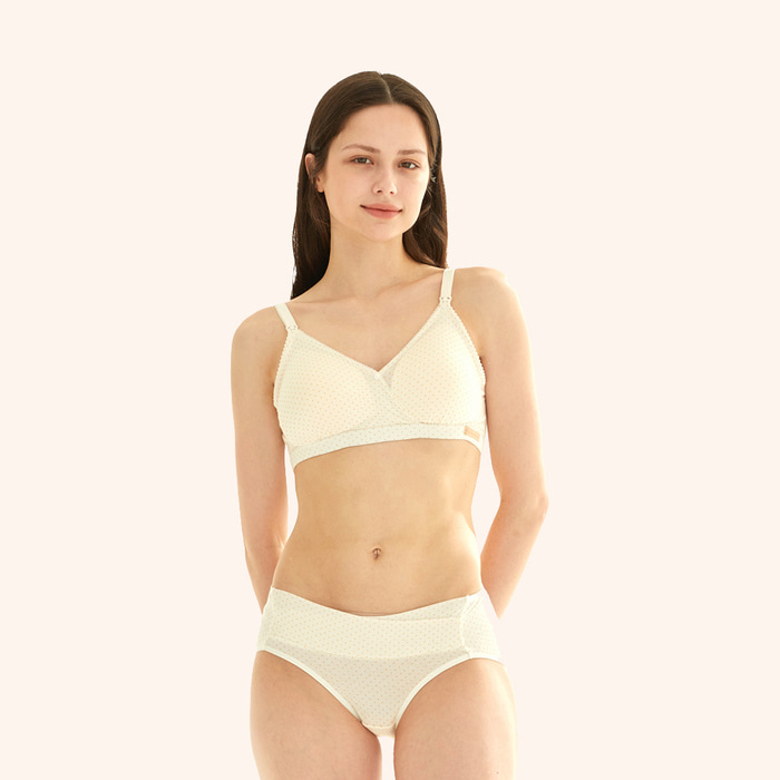 수유브라 원터치 텐셀 도트 임산부 속옷 수유 브라 팬티 세트 - 상세 이미지 5