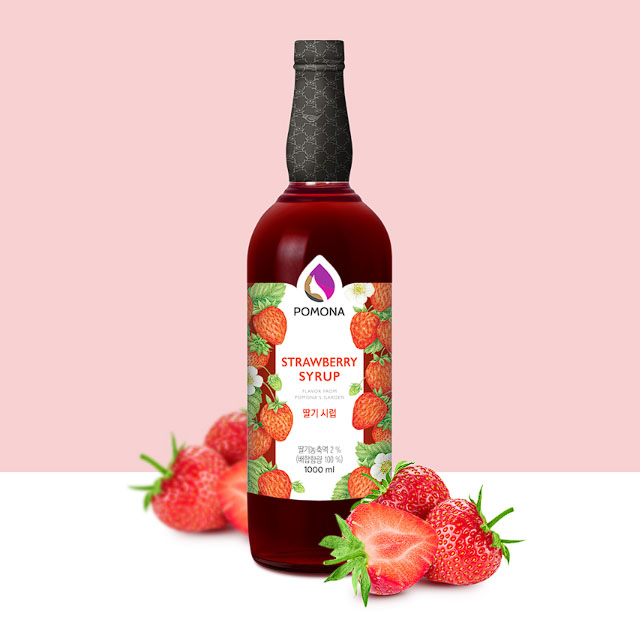 포모나 딸기시럽 딸기에이드 스트로베리 1000ml 카페음료시럽 - 상품 이미지