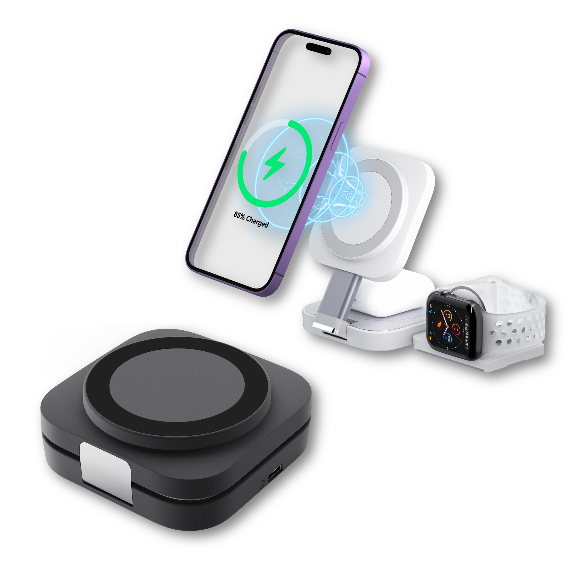 SSOK3 플립앤폴드 무선충전기 맥세이프 애플워치 아이폰 에어팟 3in1