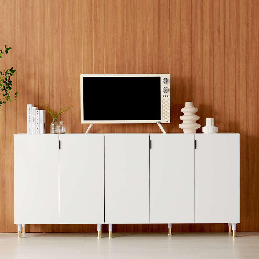 로봇청소기수납장 거실수납장 다용도 베란다 안방 노블 2단 800 낮은 화이트 다리