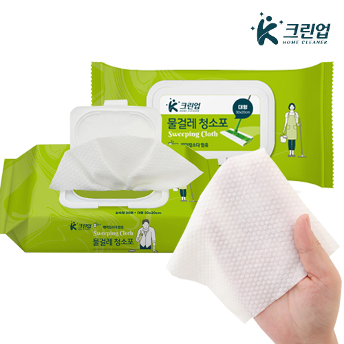 K크린업 베이킹소다 물걸레 청소포 대형 특대형 30매 일회용 호환 물티슈 - 상세 이미지 4