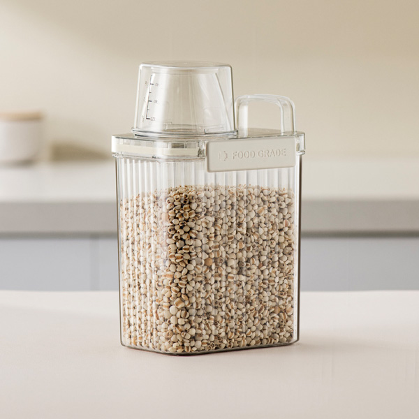 잡곡보관통 밀가루 곡물 시리얼 파스타 밀폐 보관용기 계량 1.3L - 상품 이미지