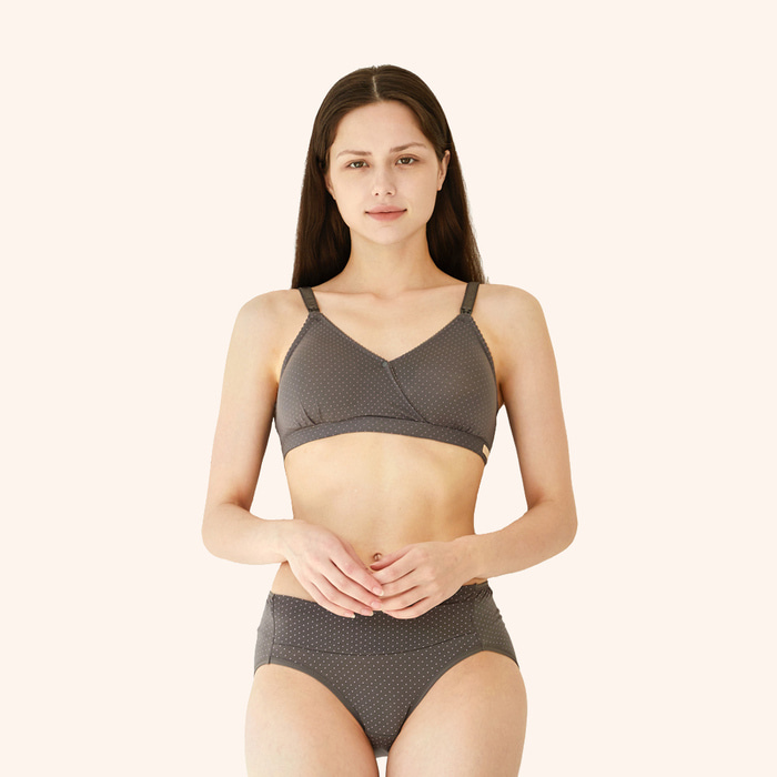수유브라 원터치 텐셀 도트 임산부 속옷 수유 브라 팬티 세트 - 상세 이미지 3