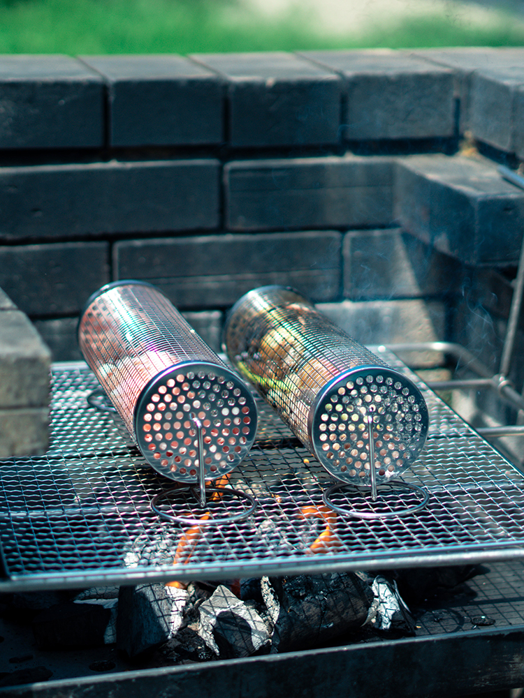 캠핑 바베큐그릴 원통그릴 1+1 화로구이 숯불 다회용 원형 가정용 야외용 삼겹살 BBQ