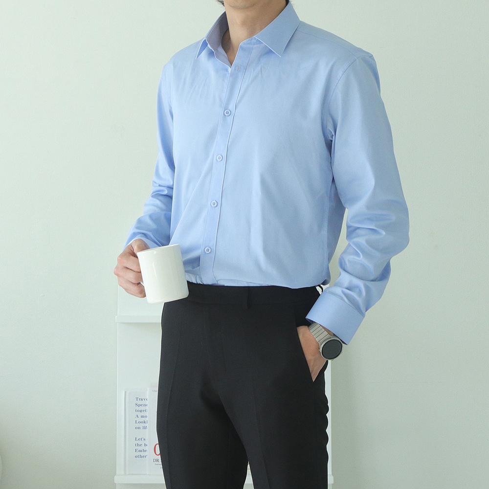 남자셔츠 남자와이셔츠 링클프리 정장 남방 이미지 3
