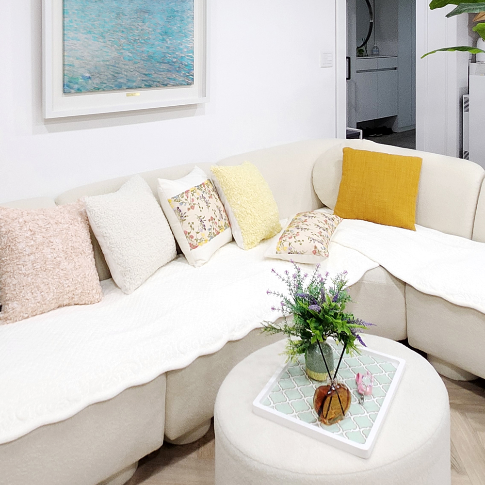 마벨로제 린다 겨울용 극세사 밍크 보아 쇼파패드 소파매트 2인