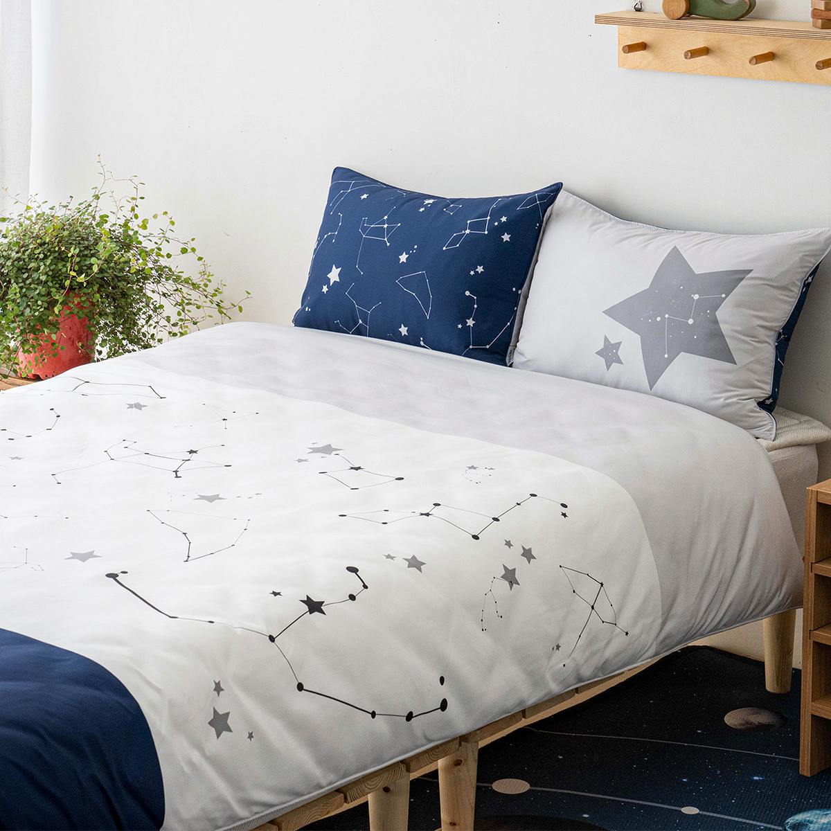 키즈 알러지 사계절 무봉제 누빔 이불커버 베개세트 스타블 (별우주), S.SS(싱글.슈퍼싱글겸용)