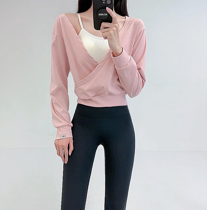 로라벨 히로 필라테스복 여성 요가복 필라테스 요가 상의 옷 커버업 운동복 탑 긴팔 크롭 - 메인 이미지