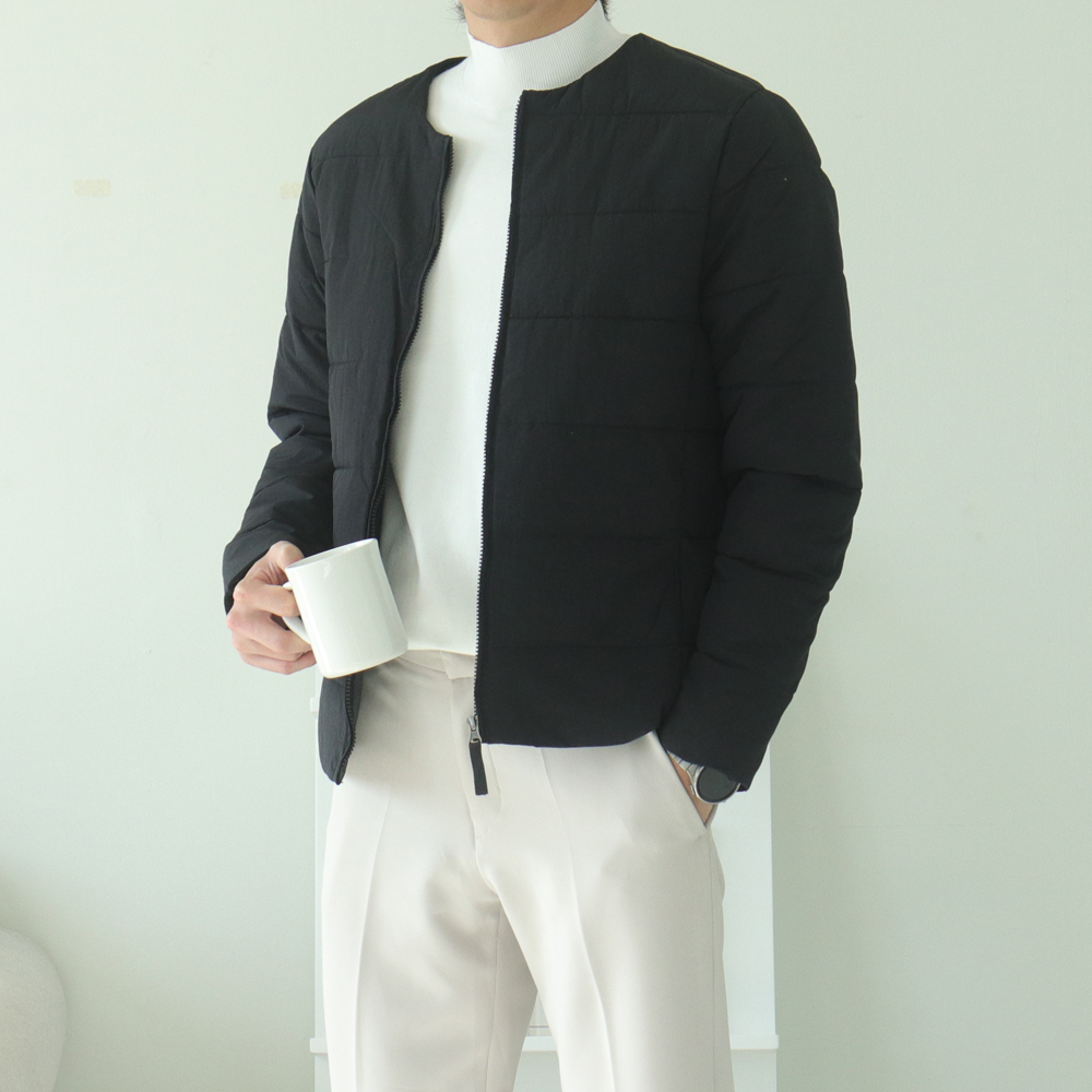 남자 경량패딩 유넥 이너 깔깔이 점퍼 웰론 패딩 이미지 3