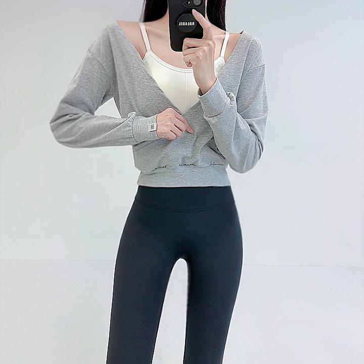 로라벨 히로 필라테스복 여성 요가복 필라테스 요가 상의 옷 커버업 운동복 탑 긴팔 크롭 - 상세 이미지 3