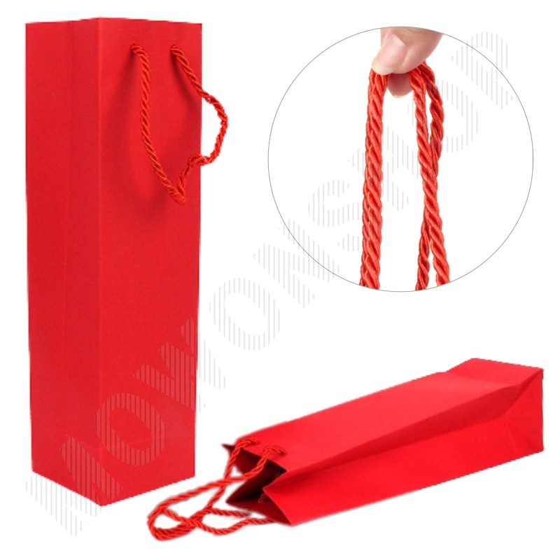 술포장 술 양주 긴 쇼핑백 와인 종이가방 봉투 빨강 - 상품 이미지
