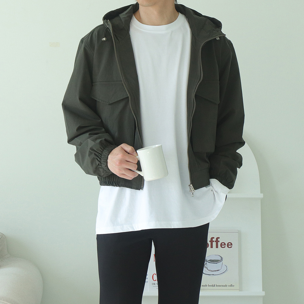 남자자켓 크롭 후드 집업 숏 자켓 이미지 3