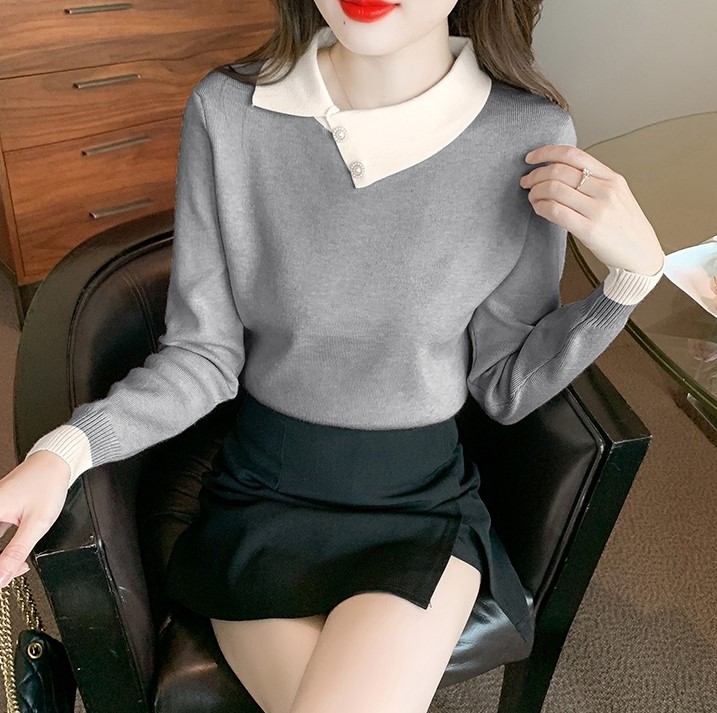 여자여자몰 시크 모던 겨울 긴팔니트티 가을 이너니트 출근룩 슬림핏 이미지 4