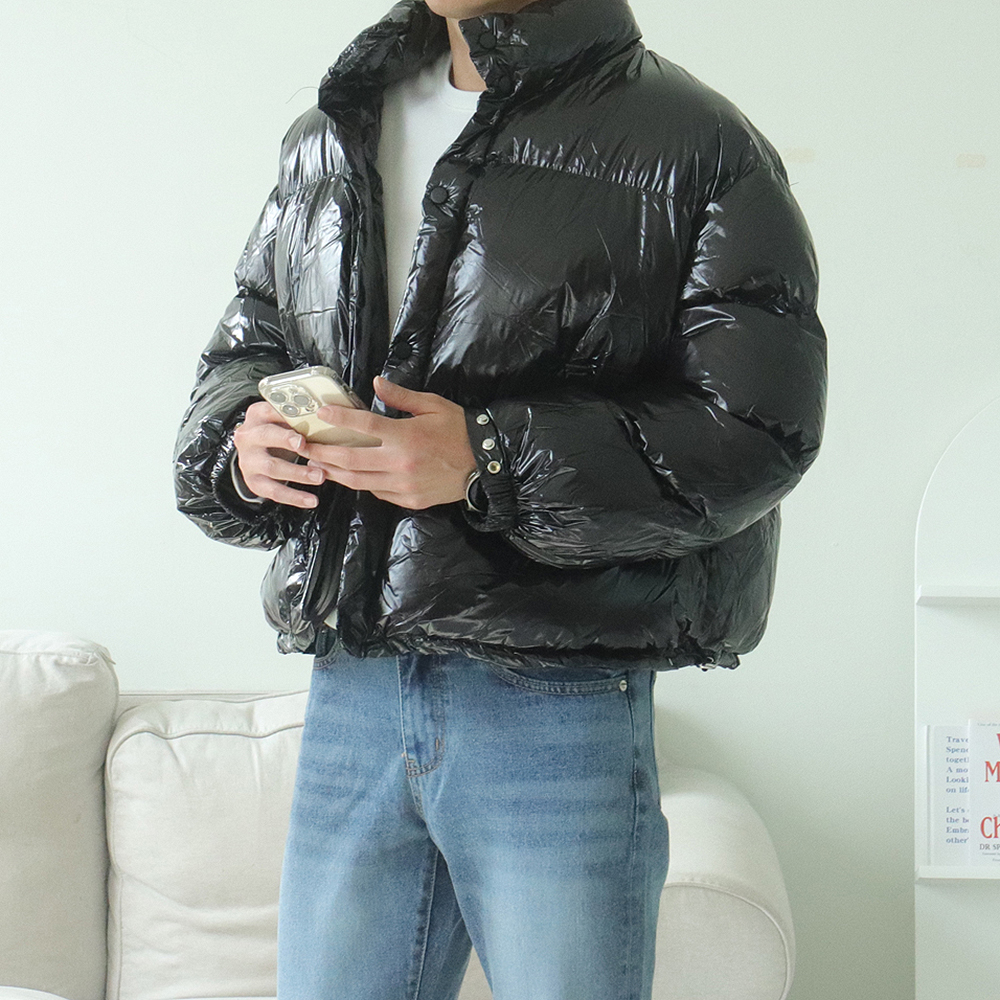 남자숏패딩 오버핏 하이넥 웰론 커플 패딩 이미지 2
