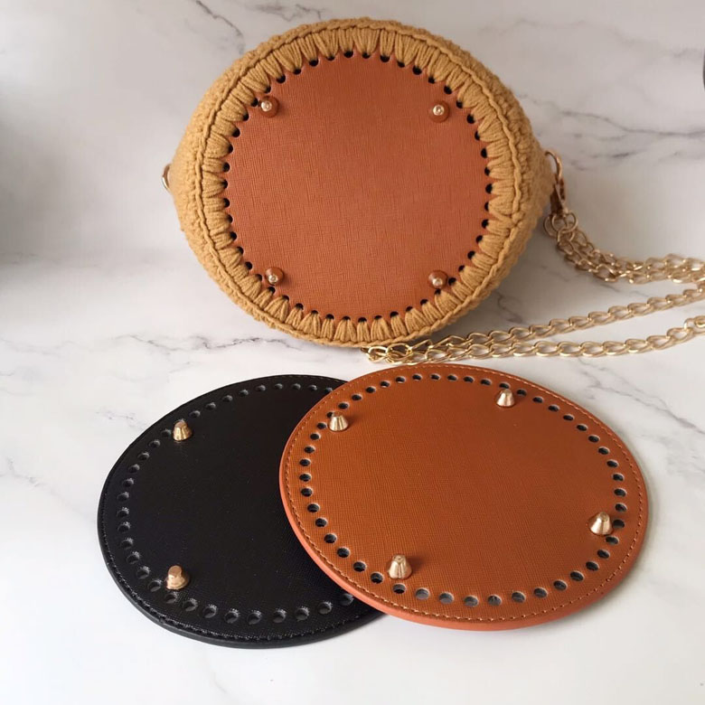 15x15cm) 원형 소꼬발 뜨개 가방바닥판 엠보인조가죽 이미지 7