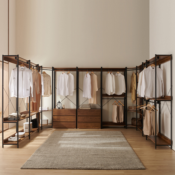 삼익가구 브랜티 월넛 철제 드레스룸 시스템 옷장 400 1단 행거형