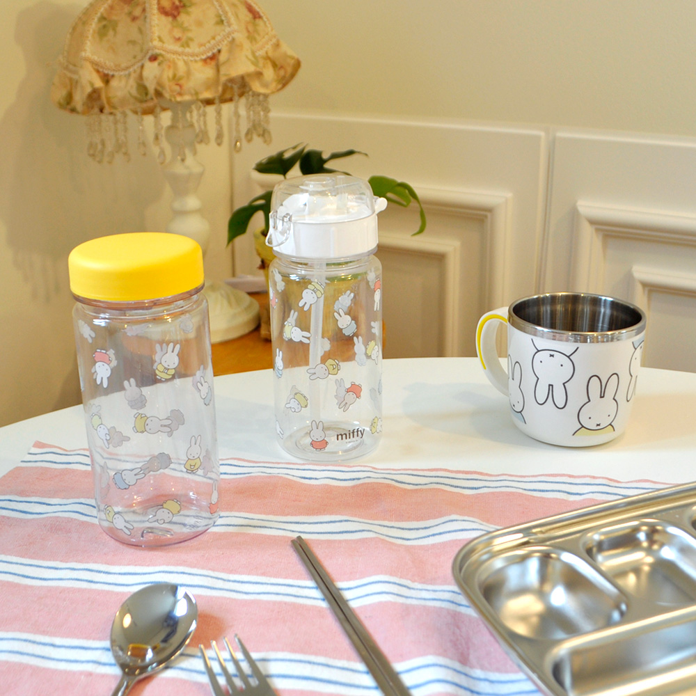 화이트 미피 논슬립 스텐 뚜껑컵 유아물컵 어린이집 자기주도 트레이닝컵 아기 양치컵