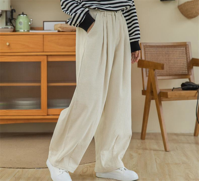 프렌치 코듀로이 밴딩 와이드 팬츠 통바지(2color) - 상세 이미지 3