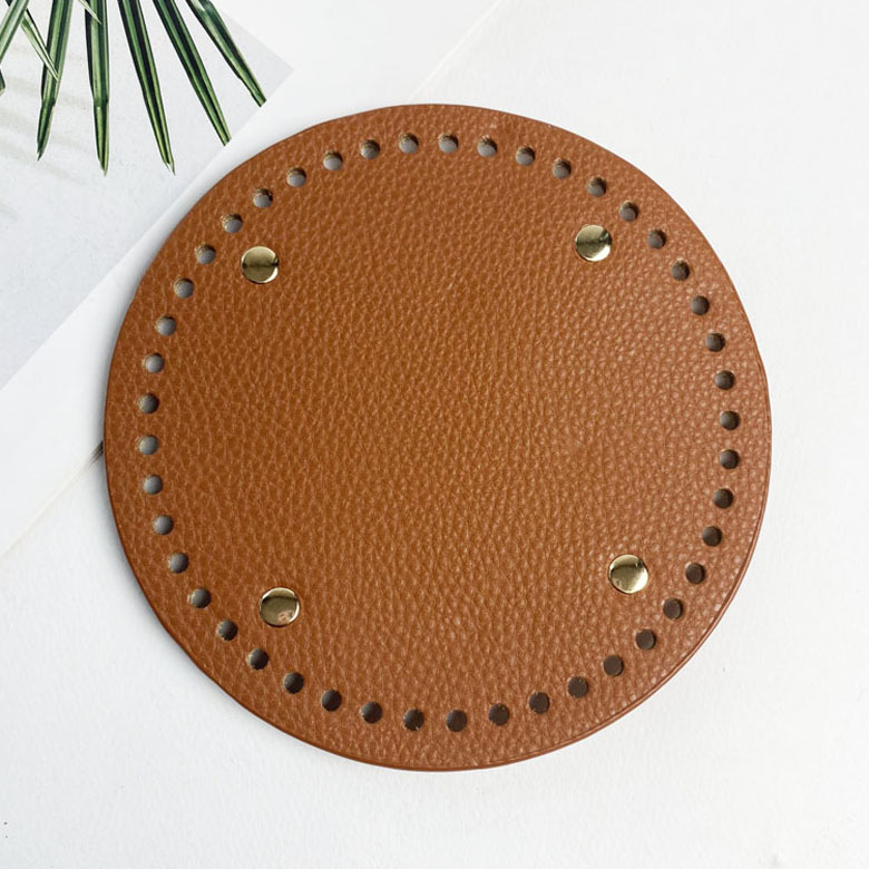 15x15cm) 원형 소꼬발 뜨개 가방바닥판 엠보인조가죽 - 상세 이미지 4