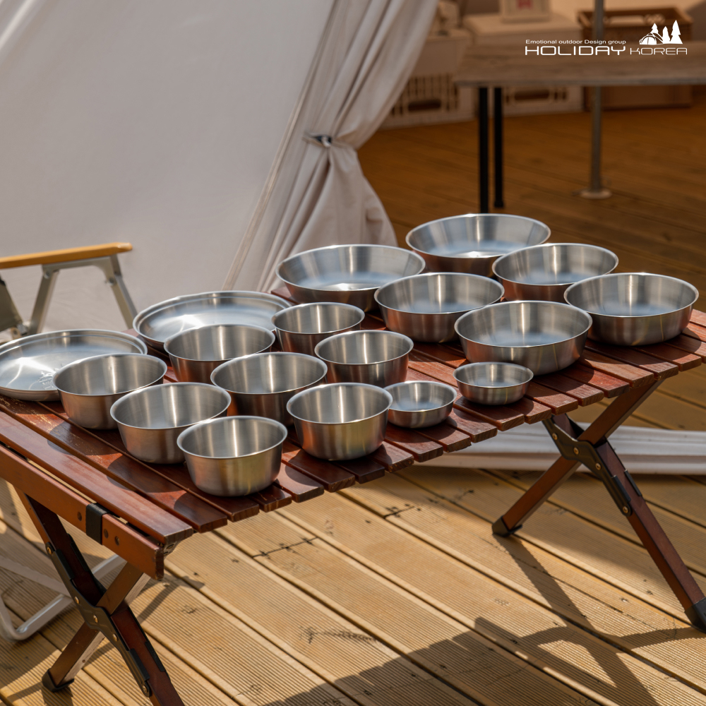 홀리데이 캠핑그릇 캠핑 스텐 304 식기 세트 18P