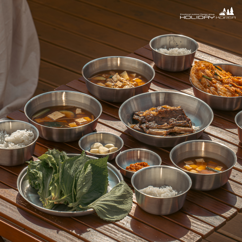 홀리데이 캠핑그릇 캠핑 스텐 304 식기 세트 18P