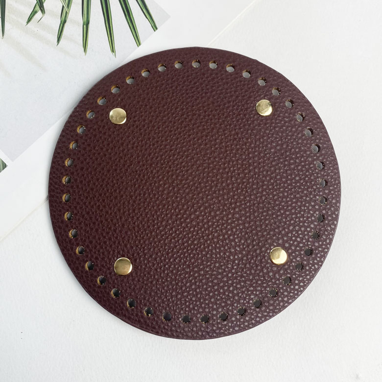 15x15cm) 원형 소꼬발 뜨개 가방바닥판 엠보인조가죽 - 상세 이미지 5