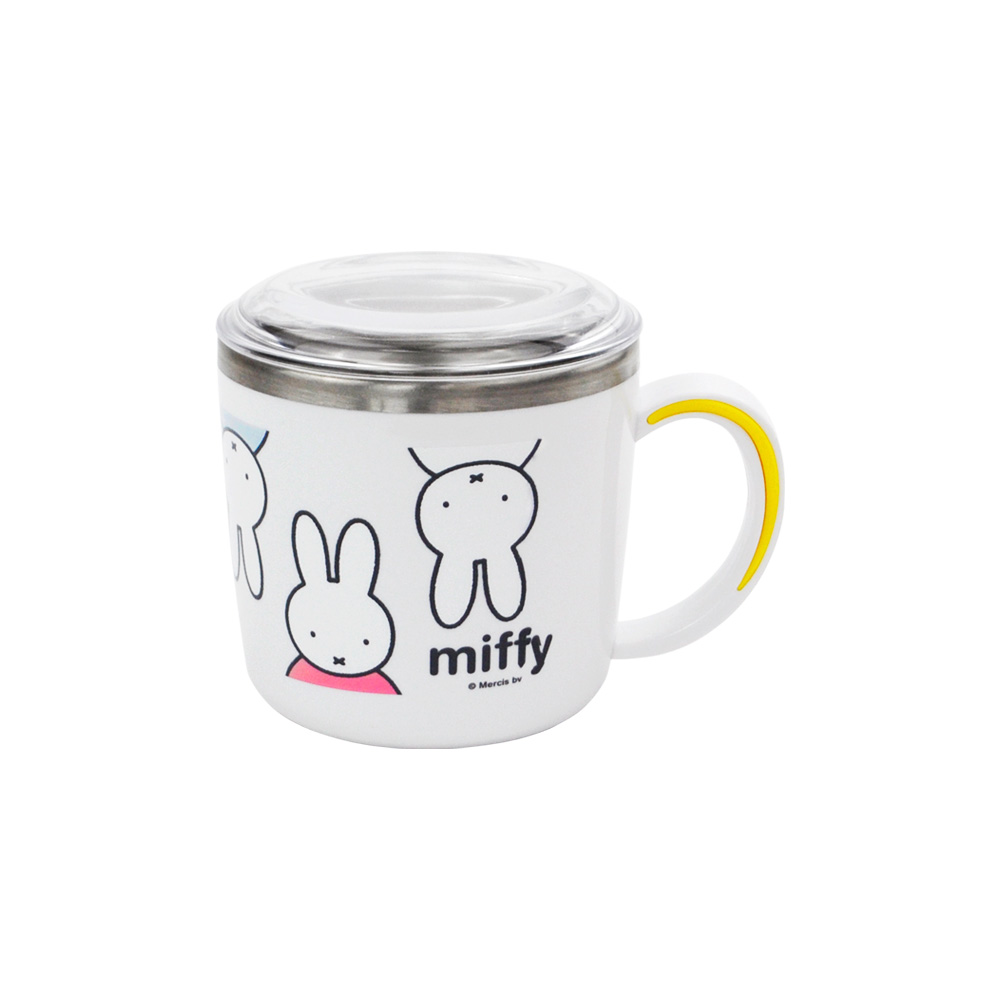 화이트 미피 논슬립 스텐 뚜껑컵 유아물컵 어린이집 자기주도 트레이닝컵 아기 양치컵