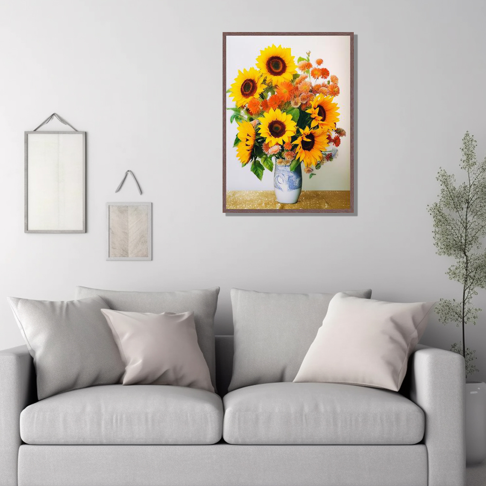 물방울 해바라기 A3 29.7X42cm 무광화이트 알루미늄액자 해바라기그림 - 상세 이미지 4