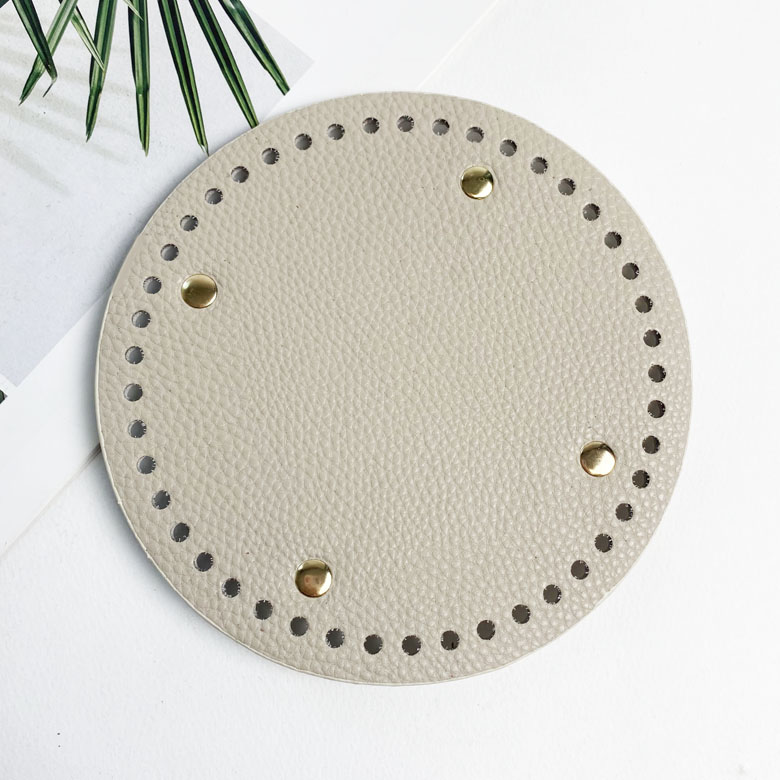 15x15cm) 원형 소꼬발 뜨개 가방바닥판 엠보인조가죽 - 상세 이미지 3