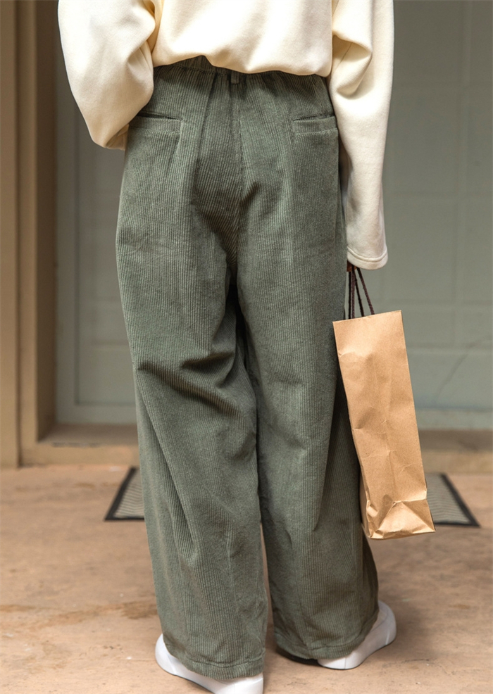 프렌치 코듀로이 밴딩 와이드 팬츠 통바지(2color) - 상세 이미지 2