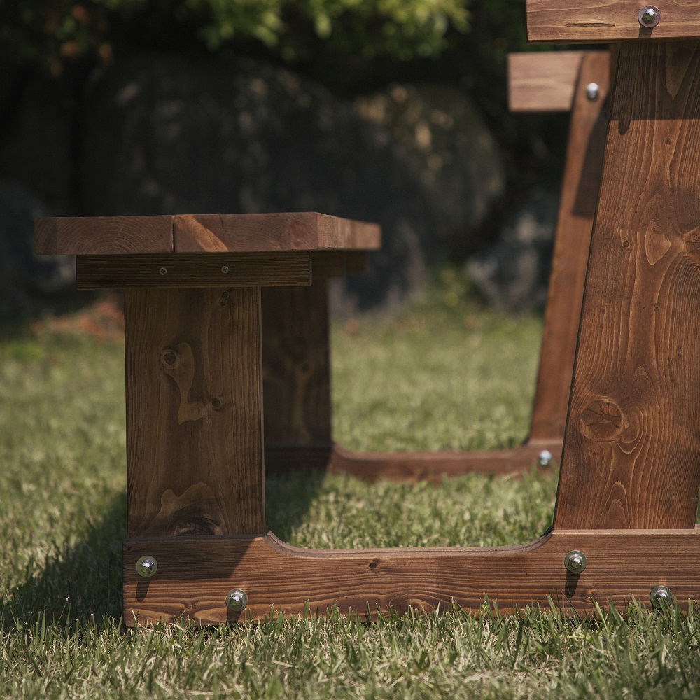 [로스타형] 야외테이블 세트 파라솔 피크닉 개방형 4인월넛색