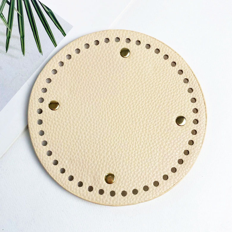 15x15cm) 원형 소꼬발 뜨개 가방바닥판 엠보인조가죽 - 상세 이미지 2