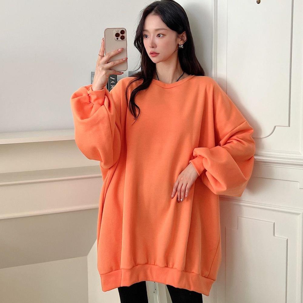 여자 기모맨투맨 벌룬 가을 빅사이즈 원피스 긴팔티 제품 이미지